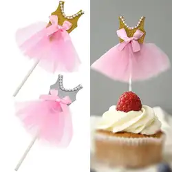 2019 5 шт. милое платье принцессы с бантом торт кекс Декор для вечеринки в честь Дня рождения поставки украшения торта