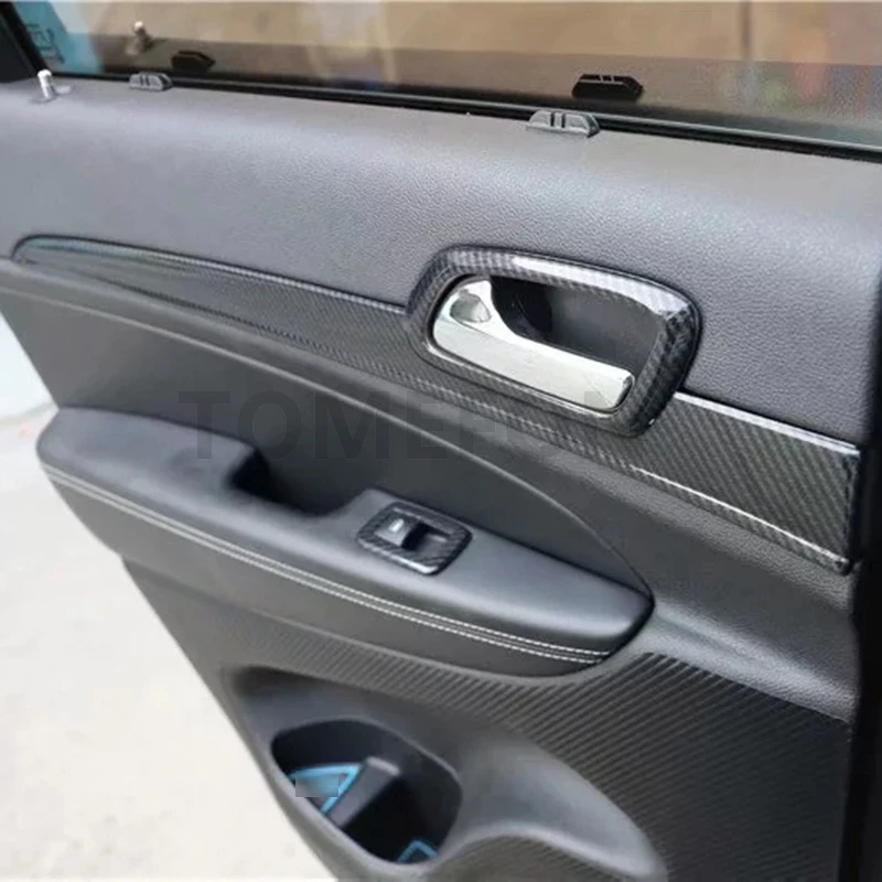 TOMEFON для Jeep Grand Cherokee ABS углеродное волокно красная Боковая дверь внутренняя ручка Чаша наклейка CoverTrim InteriorAccessories