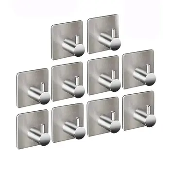 

New-10 self-adhesive hooks, bath towel hook stainless steel hat towel hanger stainless steel hanger kitchen bathroom vanity clos