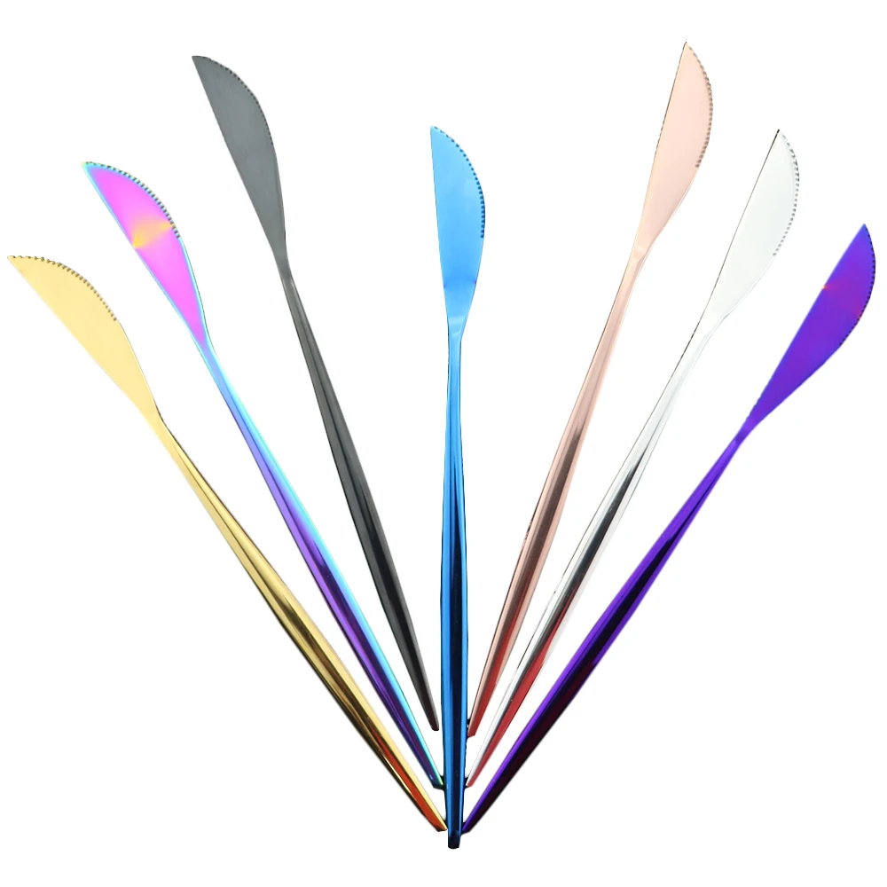 1 шт. стейк столовые приборы нож 304 обеденный из нержавеющей стали черный Радужный