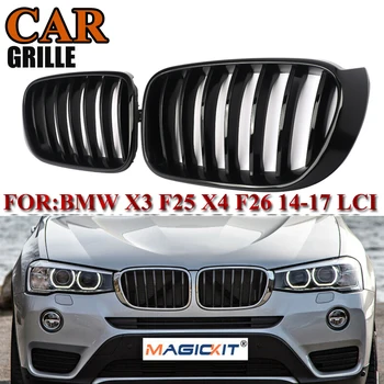 

MagicKit 1Pair for BMW X3 F25 Facelift LCI X4 F26 2011-2017 Front Kidney Grill Grille Gloss Black Replacement Racing Grills