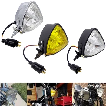

Motorcycle Triangle Headlight Front Lamp H4 Vintage H/L Beam For Harley Softail Sportster Dyna Cafe Racer Bobber Chopper Custom