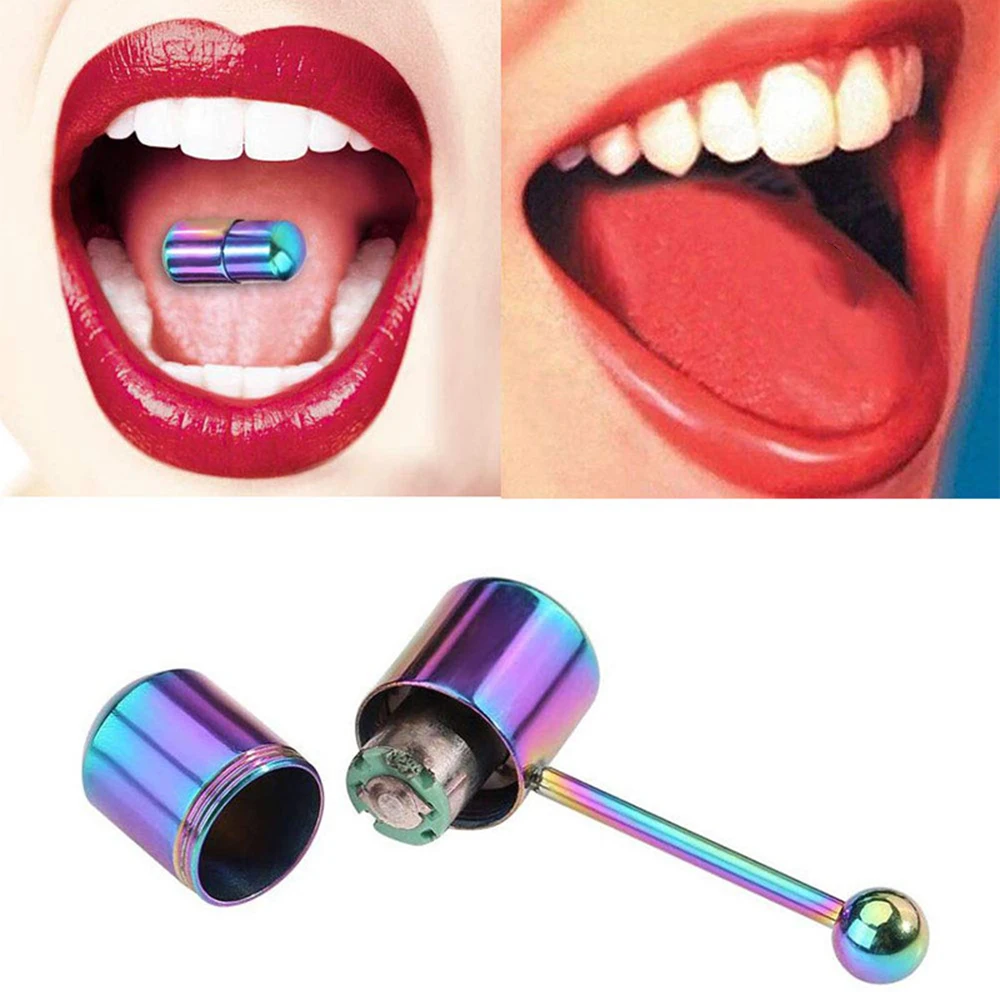 

2Types Vibrating Tongue/Belly Button Ring With 2 Button Batteries Stainless Steel Navel Nipple Rings Barbe Body Piercing Jewelry