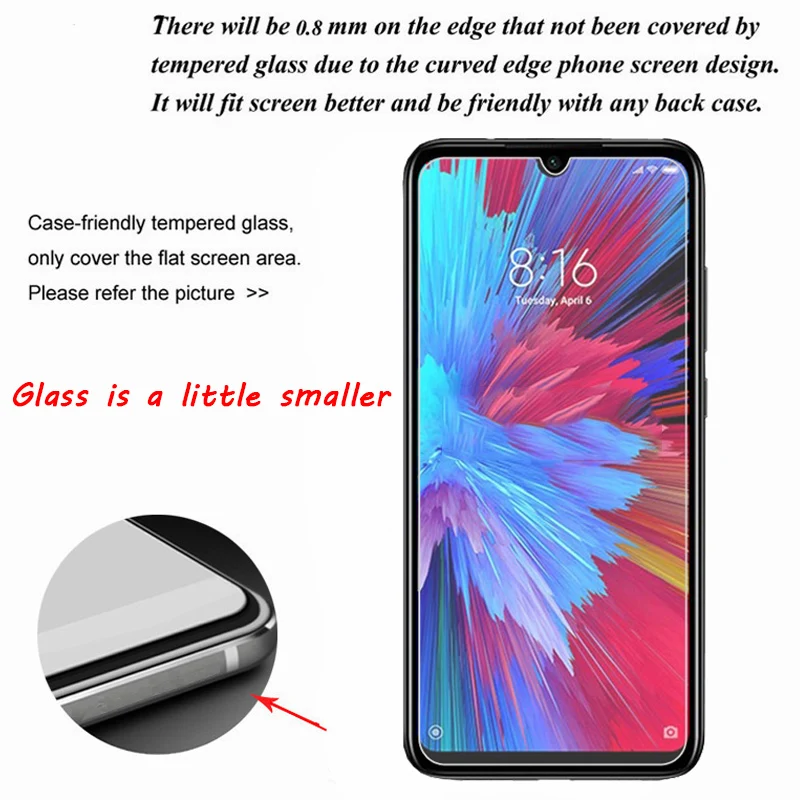2 шт закаленное стекло на Xiaomi Redmi Note 8 Pro протектор экрана для Redmi Note 7 Pro 7A 7S Защитная пленка 9H защитное стекло