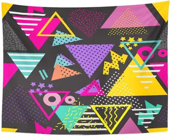 

Colorful 90S Geometric Pattern in Retro 80S Style Pop Triangles Ideal Design and File Graphic 1980S Tapestry Home Decor