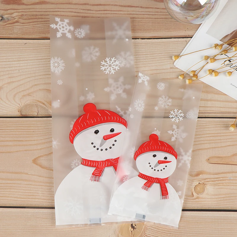 

50pcs/lot Merry Christmas Baking Packaging Bags Cartoon Christmas Santa Claus Snowman Snack Candy Bag Cookies Candy Storage Bag