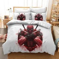 3 Pieces Set disney Deadpool Bedding Set Deadpool Corps Twin Bedroom Comforter Bedding Bed Linen Cotton Duvet Cover Pillowcase 3