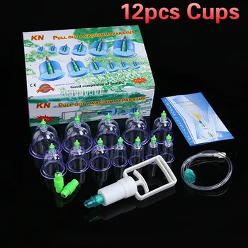 

6 12Pcs Cans Cups Chinese Vacuum Cupping Kit Pull Out Vacuum Apparatus Therapy Relax Massagers Curve Suction Pumps For Massage