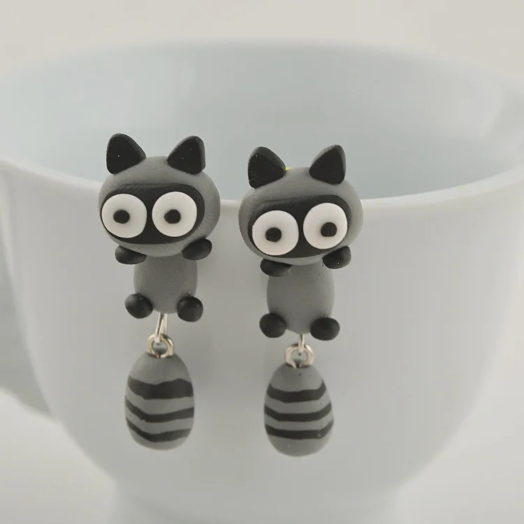 Fashion Personality Animal Soft Pottery Ear Nail Cartoon Cannibal FLOWER Fox Ceramics Earrings For Girls Women Jewelry | Украшения и