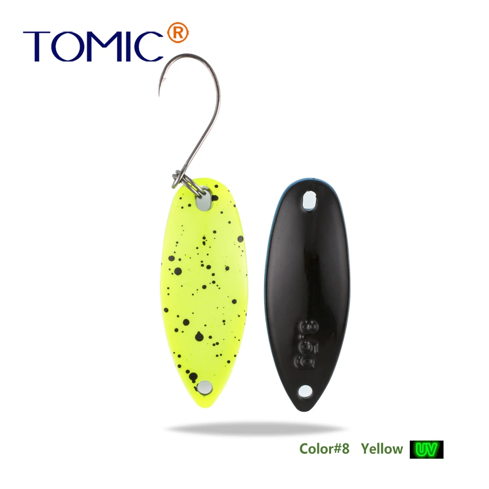 Yellow Tomic 2 г 3,5 г 5,5 г латунные рыболовные лезвия 1 шт. набор сверхлегкий УФ цвет металлическая приманка микро литье форель бас ложка - Цвет: Yellow