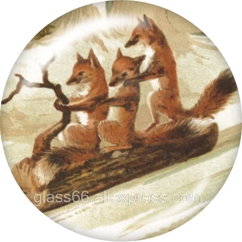 Animal FOX Christmas Round photo glass cabochon demo flat back Making findings 12mm/18mm/20mm/25mm/40mm TL6003 - Цвет: B6022