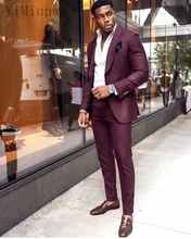 YiMinpwp Burgundy Men Suits Shawl Lapel One Button Prom Suits Slim Fit Blazer Jacket Men 2 Piece Coat+Pant