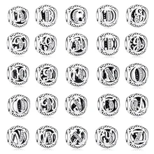 Подлинный eleshe, 925 пробы, серебряный, винтажный, от А до Я, алфавит, буквы, бусины, подходят к оригиналу Pandora, очаровательный браслет, браслет, сделай сам, ювелирное изделие