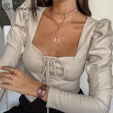 *#Best Price Sollinarry High Fashion Short Blouses Women 2019 Long Sleeve Lace Up Slim Sexy Blouse Shirts Female Grey Casual Top Busas Street *#Best Price Sollinarry High Fashion Short Blouses Women 2019 Long Sleeve Lace Up Slim Sexy Blouse Shirts Female Grey Casual Top Busas Street