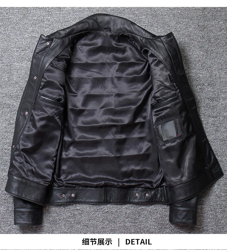 Мужская куртка из натуральной коровьей кожи, однобортное короткое пальто, Chaqueta Cuero Hombre U1213 KJ1450