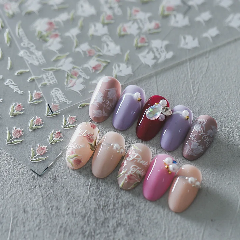 Kabartmal beyaz i ekler t rnak kartmalar Retro boyama yeni y l Nail Art 