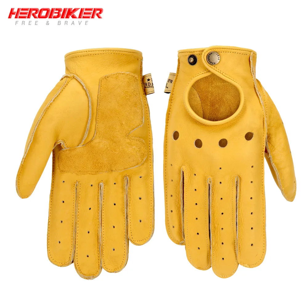 HEROBIKER Перчатки для мотоциклистов дышащие кожаные Перчатки для мотоциклистов мотоциклетные перчатки для мотокросса - Цвет: HSTX-005