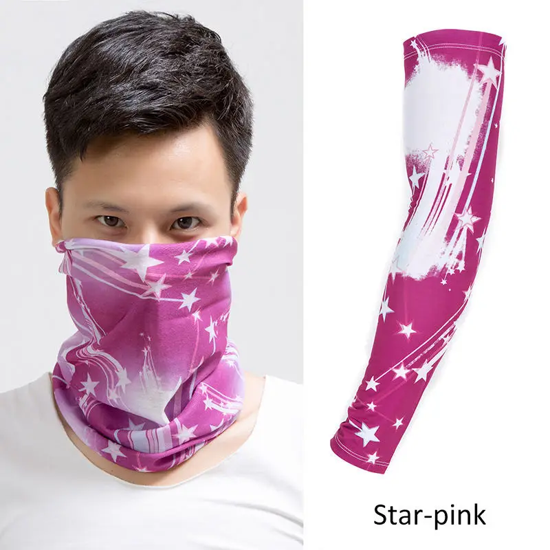 Star-Pink-XL 1 комплект, летняя маска для рта и лица с буквенным принтом, ледяная крутая маска унисекс, модная маска с рукавами, уличная Солнцезащитная маска для лица - Цвет: Star-Pink-XL