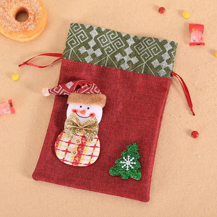 Quality Creative Christmas Decoration Gift Bag Child Burlap Bundle Apple Bag Candy Cookie Bag Christmas Gift Bag JY