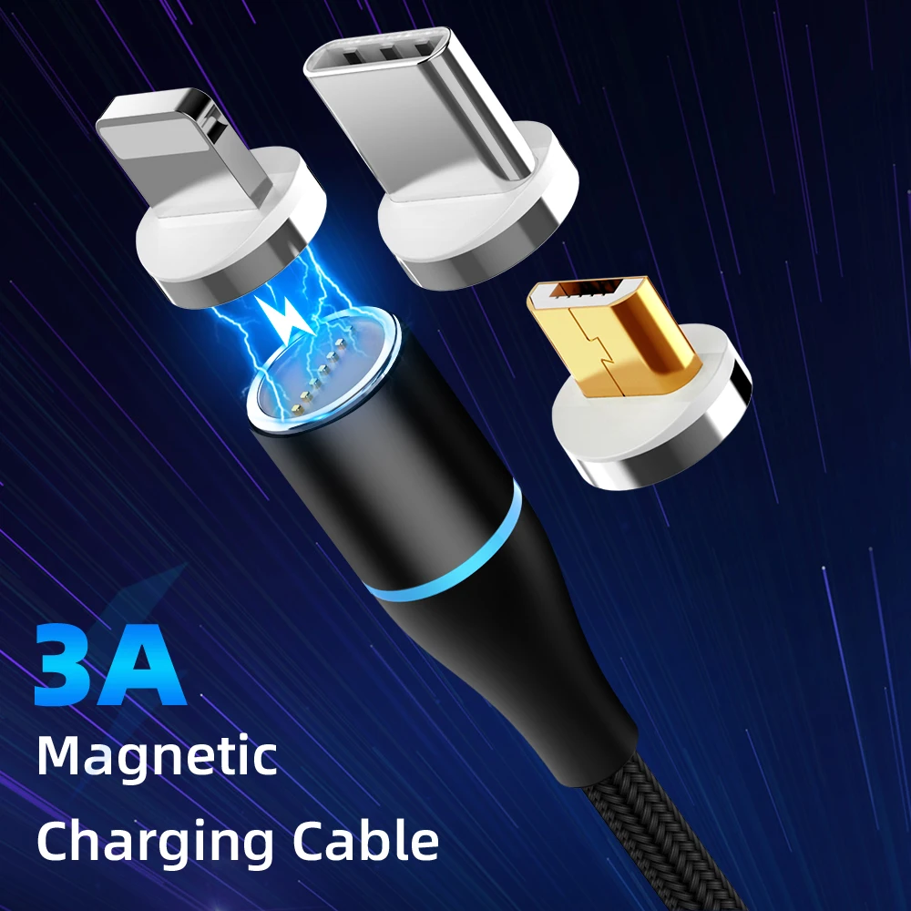Магнитный usb type C кабель micro-USB кабель светодиодный type-C Быстрая зарядка Кабо Для huawei samsung Магнит usb C Шнур для iphone X Xiaomi