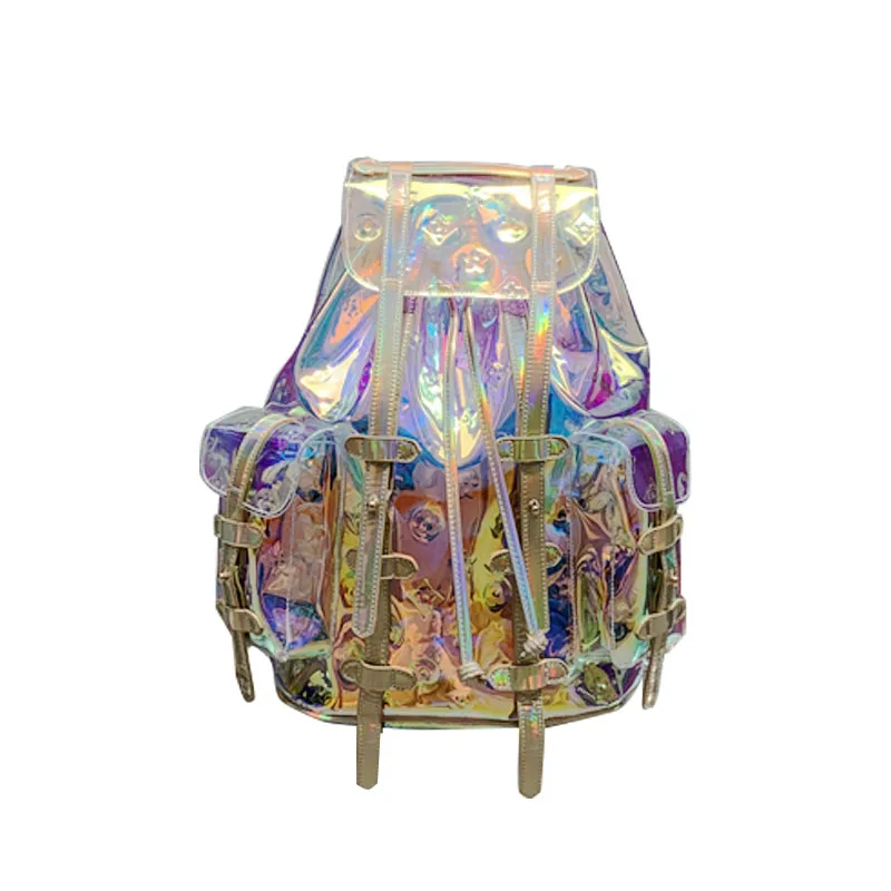 

Luxury Colorful Women Backpack 2019 Summer Female Bag Bohemia Brand Transparent Portable Laser Beach Transparent Package Fashion