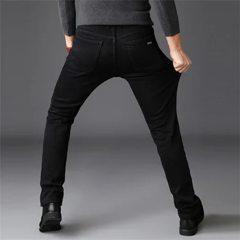 

High Quality Mens Classic Black Jeans Elastic Slim Fit Denim Jean Trousers Male Plus Size Business Casual Pants Brand Straight