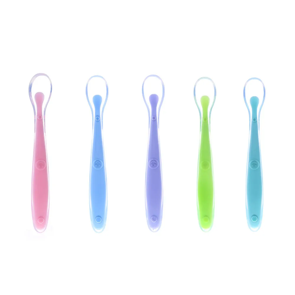 

1Pc Baby Toddler Feeding Spoon Safety Soft Silicone Tableware Kids Learning Spoons Baby Feeding Spoon Children Training Spoon
