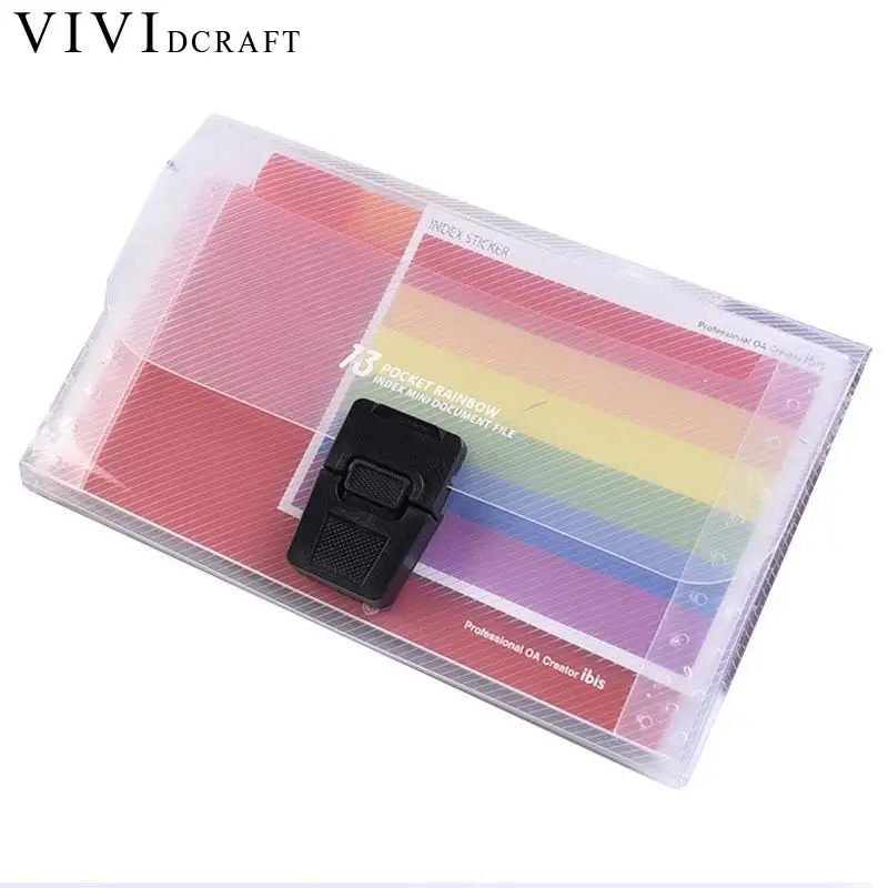 Vividcraft A6 Радужный расширяющийся органайзер для файлов, папок, Офисная сумка, канцелярские принадлежности, Fichario слойный кошелек, органайзер Docume L7M2
