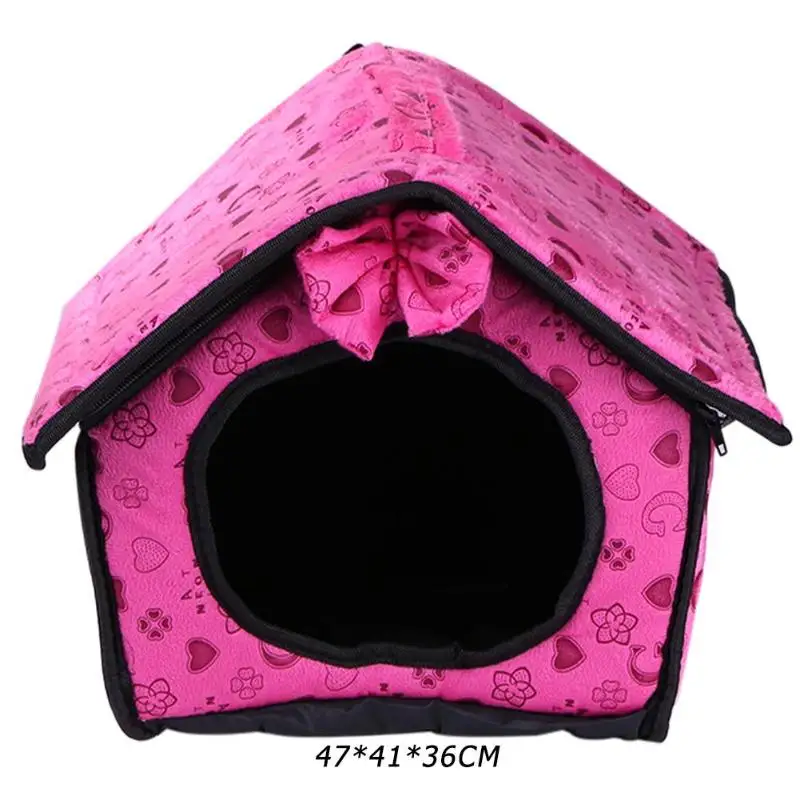 Кровать для домашних животных согревающий дом мягкий материал гнездо собачий дом корзины питомник для кошки щенка мягкий и гладкий безвкусный и безвредный - Цвет: Rose Red