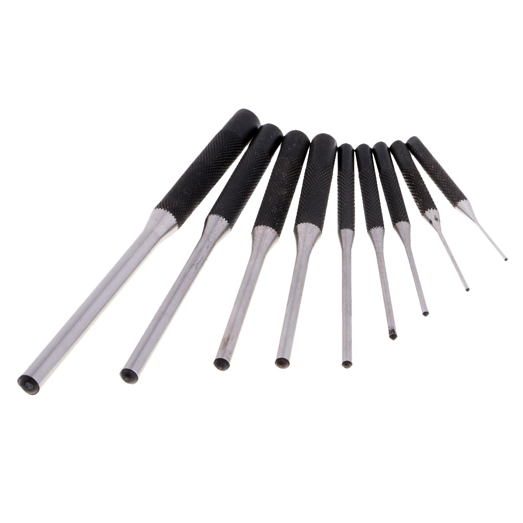 9Pcs/Bag Forged Steel Roll Pin Punch Set for Repairing Watch Bolt Tool Brand New Long Roll Mixed Size 1/16” to 5/16”
