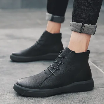 

Genuine Leather Boots for Men Winter Warm Comfortable Waterproof Industrial Construction Slip Resistant Tennis Work Safety Shoes