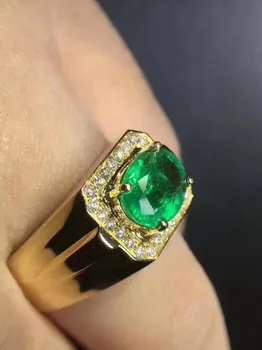 

Best Gift Natural and Real Natural emerald ring 925 sterling silver Fine jewelry For men or women