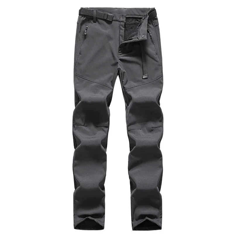 Наружные штурмовые брюки мужские водонепроницаемые мягкие лыжные брюки толстые теплые бархатные брюки для женщин - Цвет: Gray  Men s