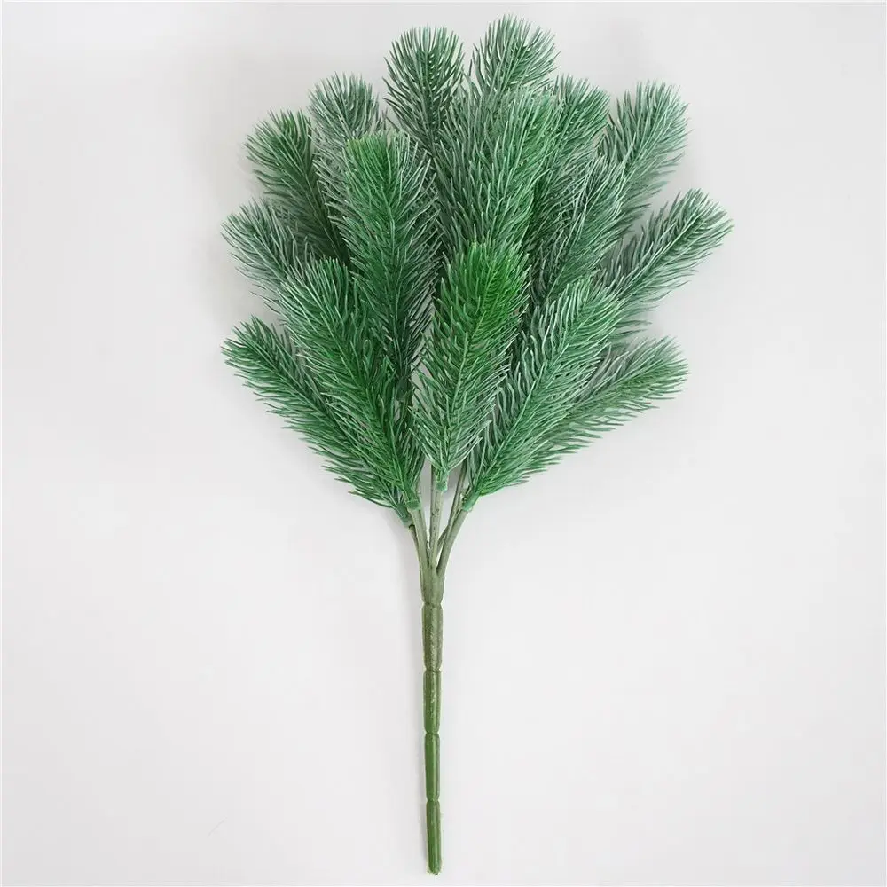 green 16 вилок сосновые игольчатые ветки искусственные сосновые Искусственные цветы растения Рождественская елка Свадебный декор DIY ручной работы Детский подарок - Цвет: green
