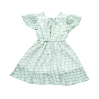 

Young Lady Plaid Dress 2020 Girl Summer Dress Girls Voile Princess Dress Medium And Large Children's Casual Knee-length 5T -9T