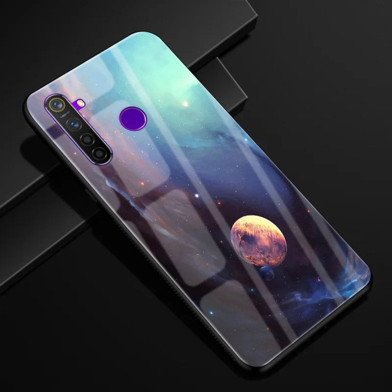 Для OPPO Realme 5 Pro Чехол оргстекло PC чехол для телефона черный ТПУ бампер чехол для OPPO Realme 5 Pro 5Pro Realme Q закаленный чехол
