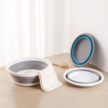 

5L Big Folding Silicone Washbasin Food Container Wash Fruits Basin Space Saving Durable Bucket Travel Washing Water Holder Basin