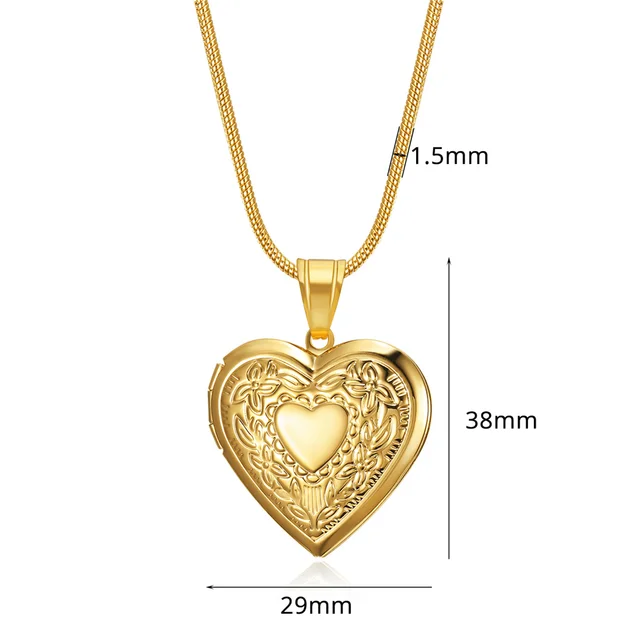 Openable Heart Locket Pendant Necklace 