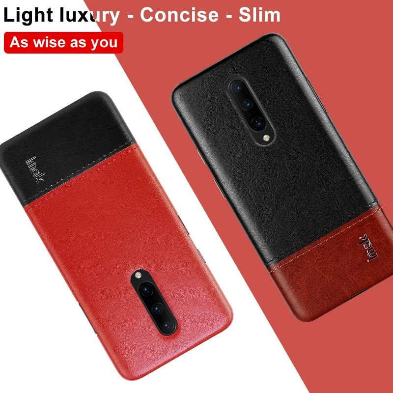 Imak роскошные чехлы Ruiyi для Oneplus7 Oneplus 7 Pro 7Pro чехол тонкий задняя крышка чехол для телефона жесткий ПУ ПК coque бизнес облегающие накладки