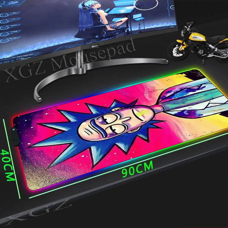 Коврик для мыши XGZ из аниме Морти игровой коврик большого размера со светодиодный
