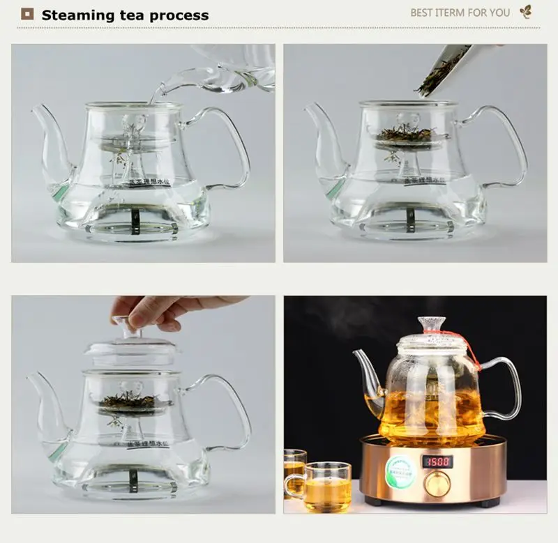 Большой емкости стеклянный чайник для заварки чайная посуда стеклянный паровой чайник газовая плита использует стеклянный горшок