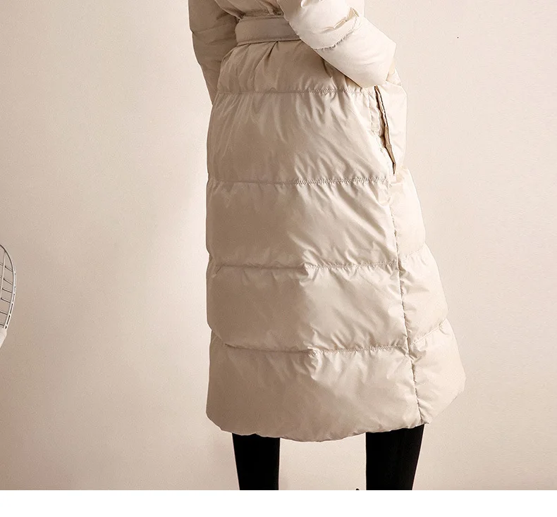 Down jacket female new long section loose thick white duck down hooded down jacket kaban chaqueta mujer manteau casacos jas