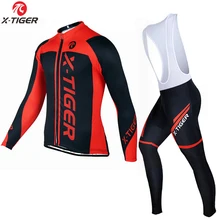 X-TIGER, с длинным рукавом, дышащий, для велоспорта, Джерси, набор, 3D, гелевая подкладка, штаны, спортивная одежда, осень, MTB, для шоссейного велосипеда, одежда для велоспорта