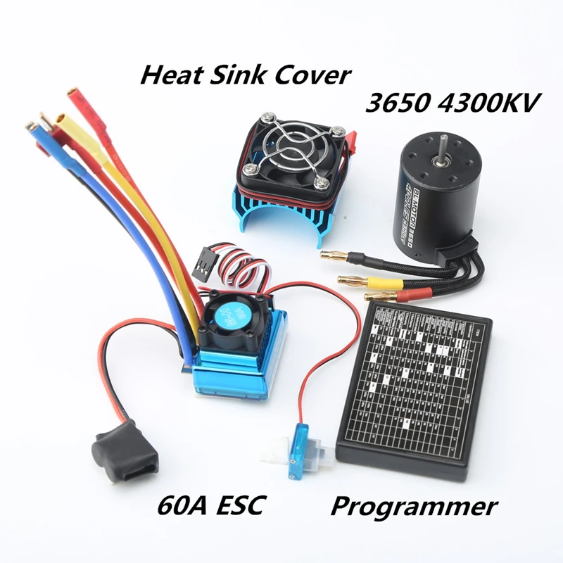 3650 4300Kv бесщеточный двигатель и 60A Esc радиатор с программной картой комбо для 1:10 Rc