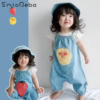 

Spring 2020 Newborn Baby Toddler Jean Rompers with Hats Boys And Girls Baby Spring One Piece Jumpsuits Baby Rompers Clothes