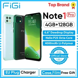 FIGI Note 1 Pro 6.6 Inch MobilePhone Helio P25 Octa Core Cellphone Android 9 4GB 128GB SmartPhone 16MP Al Triple-Cameras 4000mAh