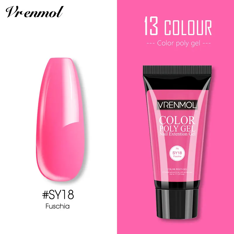 30ml SY18 Vrenmol цветной полигель для наращивания ногтей, ремонт ногтей, блеск, полигель, Кристальный бриллиант, желе, твердый для маникюра, строительный гель - Цвет: 30ml SY18