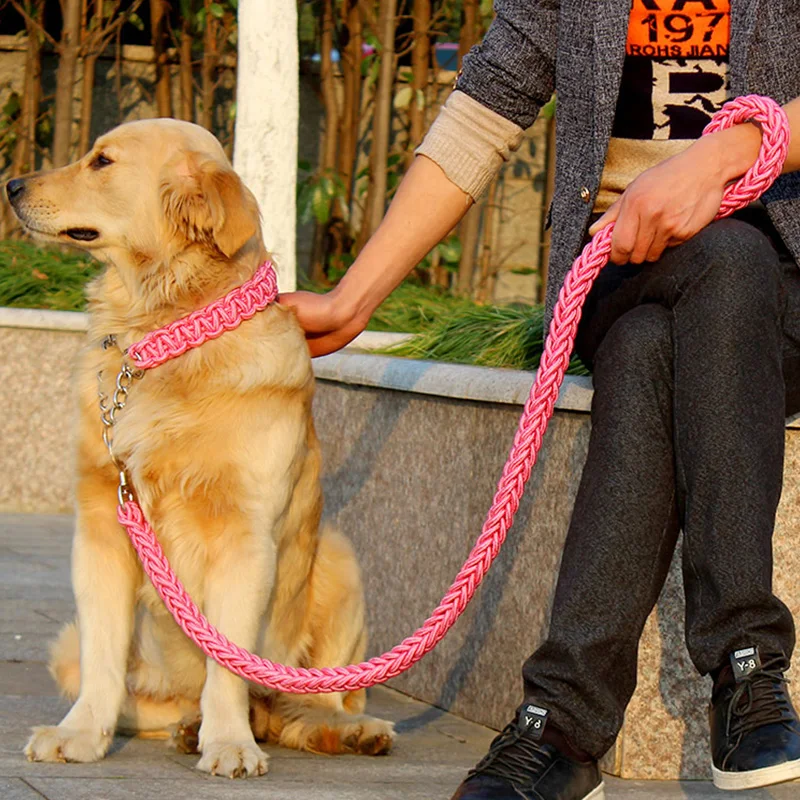 Large Dog Leash Big Dog Chain Leash Supplies Pet Collars Chest Strap Dog Collar Rope Golden Retriever Labrador Durable Leash 30