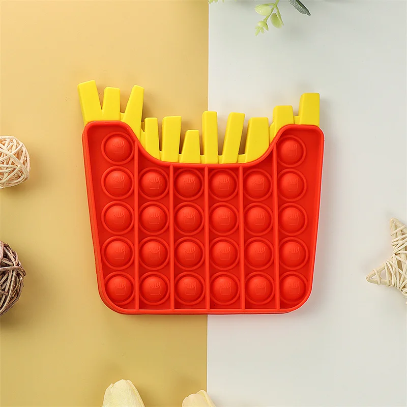 2021 New Anti Stress Grip Hamburger Fries Stress Reliever Fidget Toy Adult Child Stress Decompression Toy color changing nee dohs