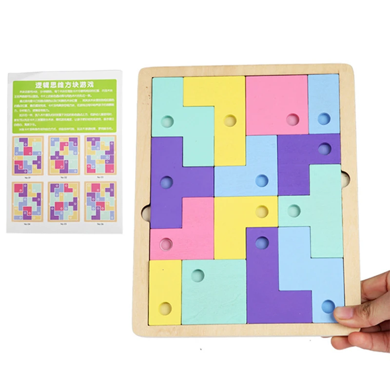 3D Деревянные Пазлы настольные Игрушки Tangram головоломка Пазлы для детей Развивающие детские игрушки Монтессори Деревянные подарки